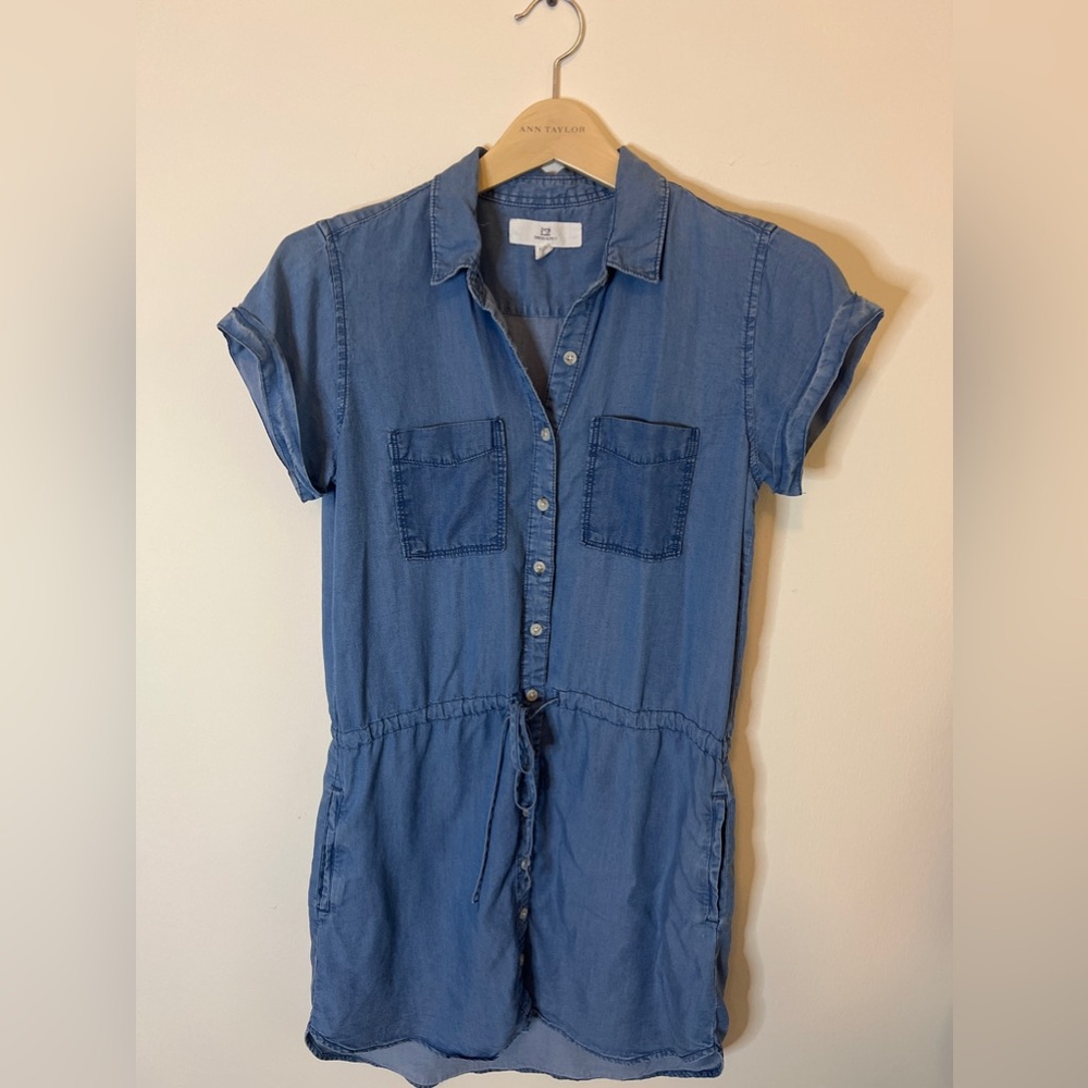 Thread+Supply S Chambray Denim mini shirtdress w/4 pockets.Cute.Boho.Stagecoach